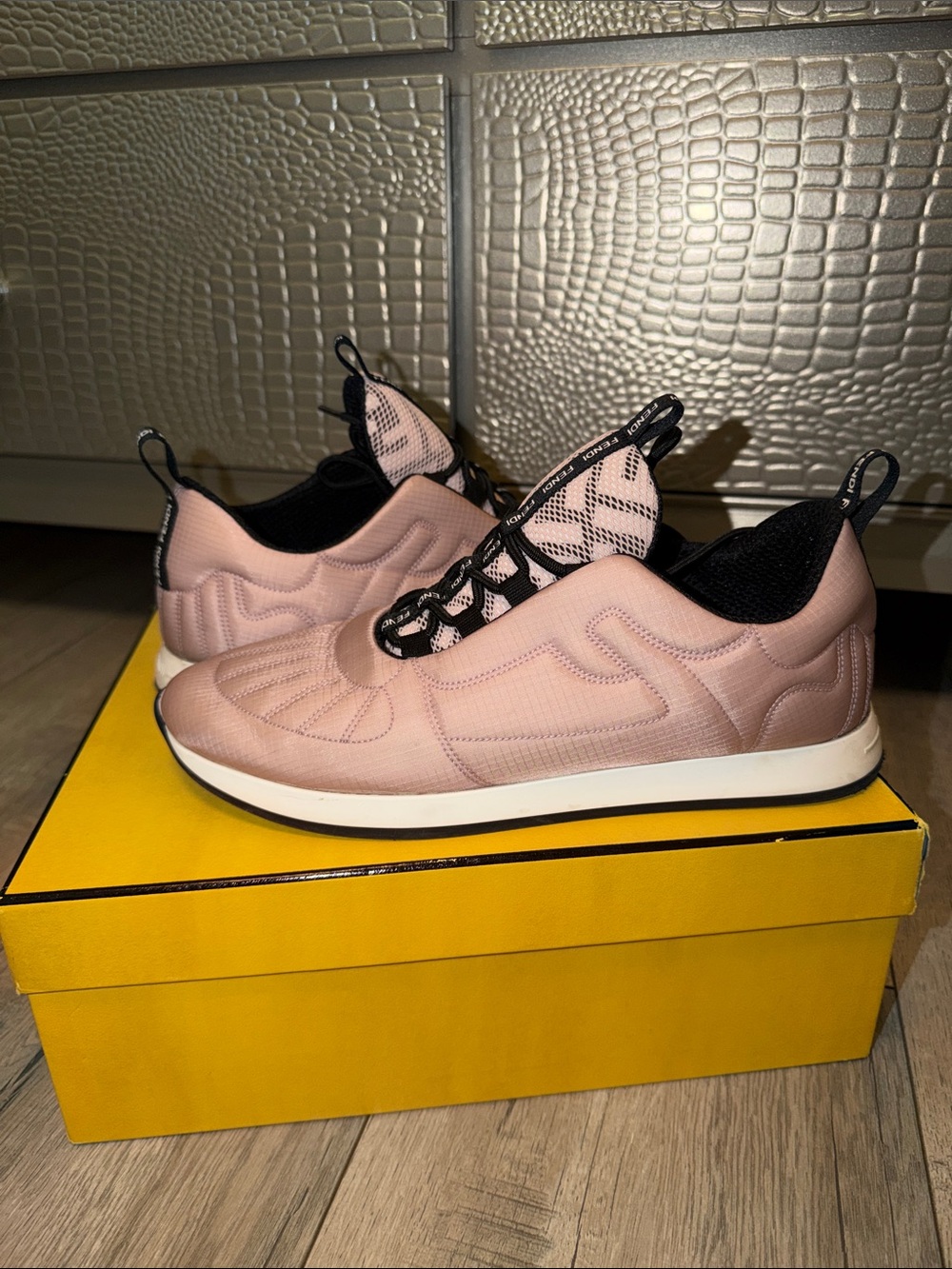 Women’s Fendi Pink and Black Low-Top Slip-On Sneakers